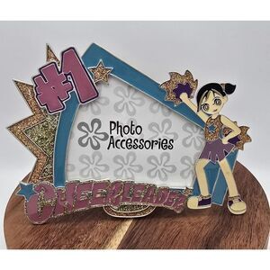 #1 CHEERLEADER Photo Picture Frame  NWT Brunette / Black Hair Cheerleading Cheer
